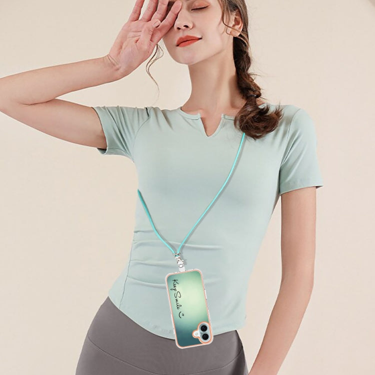 Electroplating Dual-side IMD Phone Case with Lanyard, For iPhone 16, For iPhone 15 Pro Max, For iPhone 15 Pro