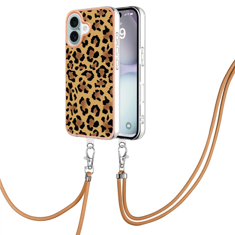 Electroplating Dual-side IMD Phone Case with Lanyard, For iPhone 16, For iPhone 15 Pro Max, For iPhone 15 Pro