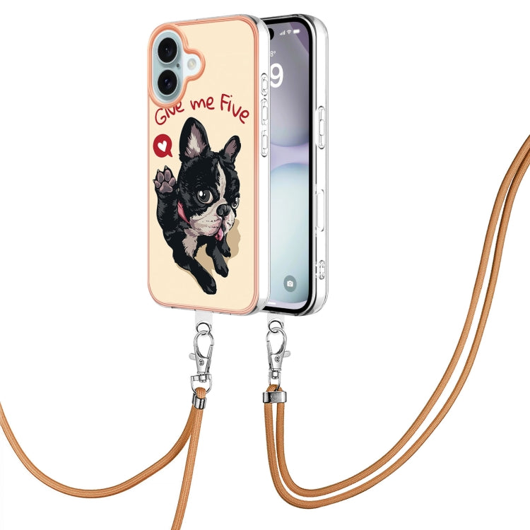 Electroplating Dual-side IMD Phone Case with Lanyard, For iPhone 16, For iPhone 15 Pro Max, For iPhone 15 Pro