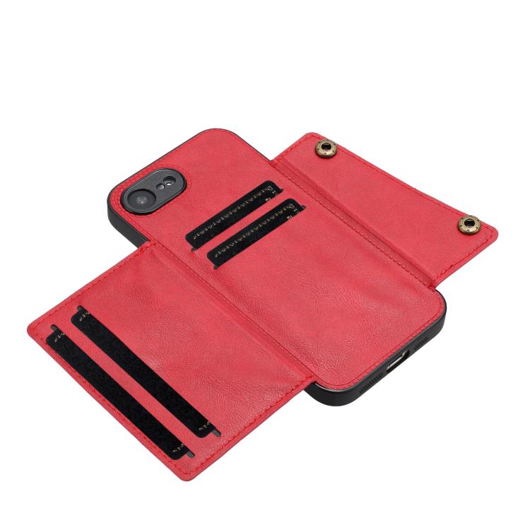 Double Buckle Card Slots PU + TPU Phone Case, For iPhone 16e, For iPhone 16 Pro Max, For iPhone 16 Pro, For iPhone 16