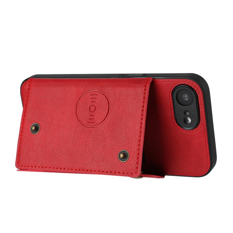 Double Buckle Card Slots PU + TPU Phone Case, For iPhone 16e, For iPhone 16 Pro Max, For iPhone 16 Pro, For iPhone 16