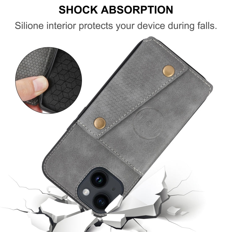 Double Buckle Card Slots PU + TPU Phone Case, For iPhone 15 Pro Max, For iPhone 15 Pro, For iPhone 15 Plus