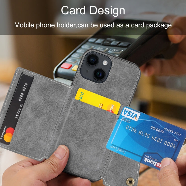 Double Buckle Card Slots PU + TPU Phone Case, For iPhone 15 Pro Max, For iPhone 15 Pro, For iPhone 15 Plus