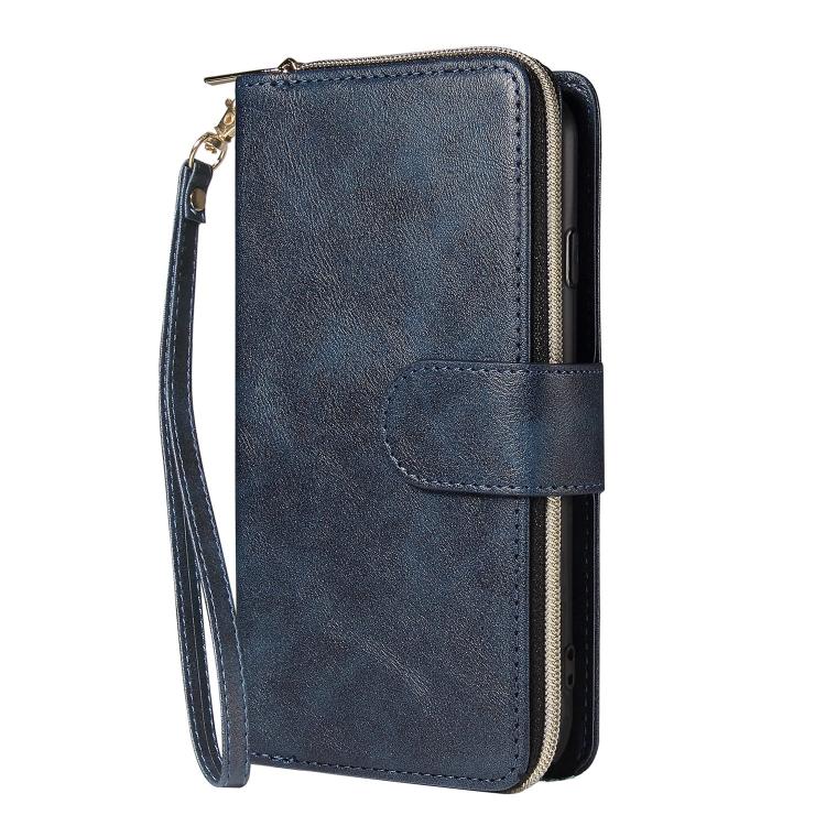9 Card Slots Zipper Wallet Bag Leather Phone Case