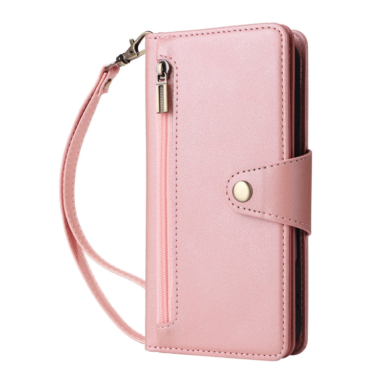 Rivet Buckle 9 Cards Three Fold Leather Phone Case
