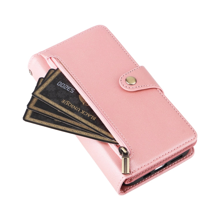 Rivet Buckle 9 Cards Three Fold Leather Phone Case