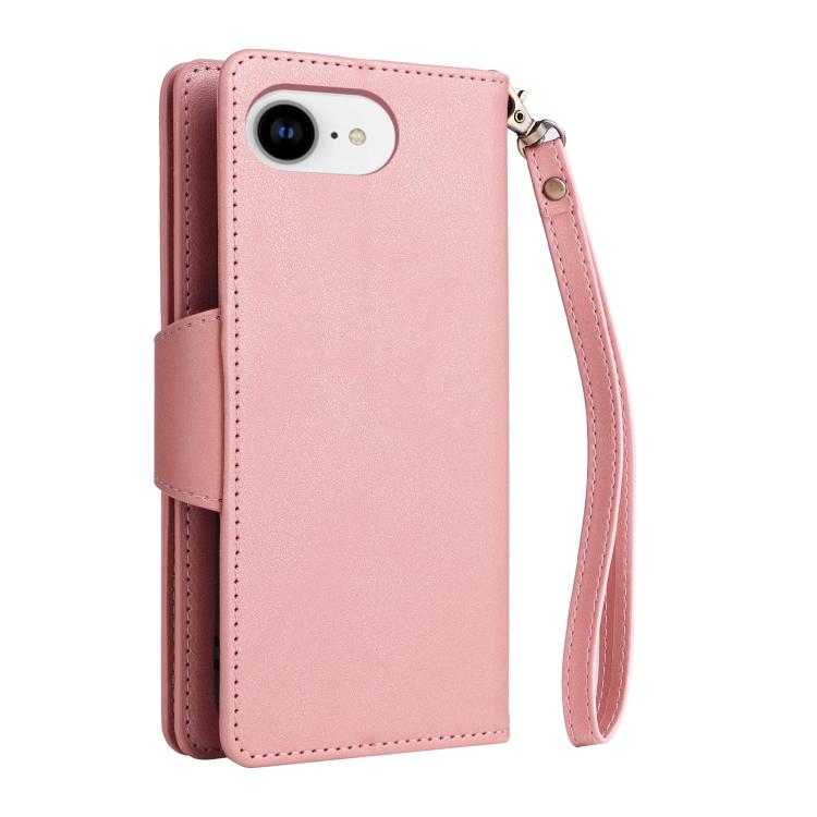 Rivet Buckle 9 Cards Three Fold Leather Phone Case