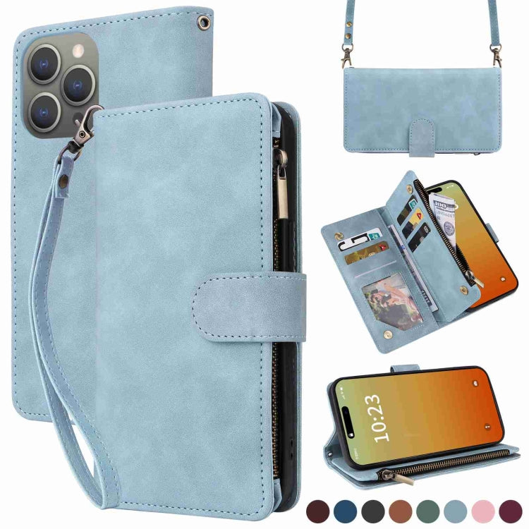 Crossbody Multi-card Slot Wallet Zipper Leather Phone Case, For iPhone 16, For iPhone 15 Pro Max, For iPhone 15 Pro