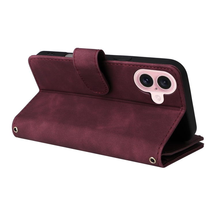 Crossbody Multi-card Slot Wallet Zipper Leather Phone Case, For iPhone 16, For iPhone 15 Pro Max, For iPhone 15 Pro