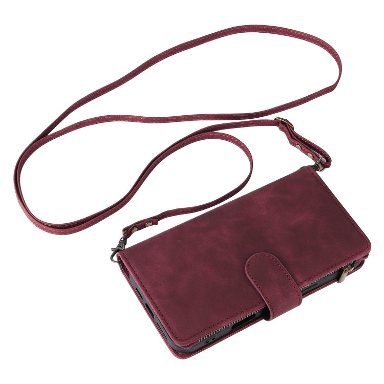 Crossbody Multi-card Slot Wallet Zipper Leather Phone Case, For iPhone 16, For iPhone 15 Pro Max, For iPhone 15 Pro