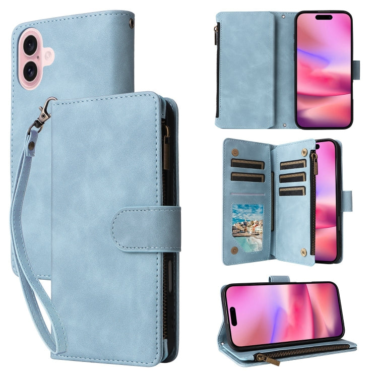 Crossbody Multi-card Slot Wallet Zipper Leather Phone Case, For iPhone 16, For iPhone 15 Pro Max, For iPhone 15 Pro