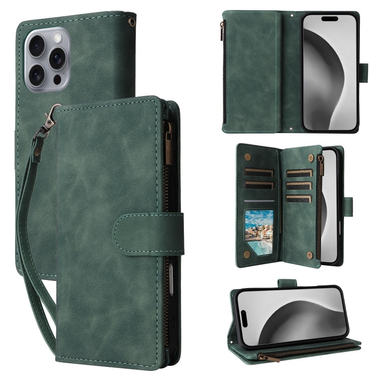 Crossbody Multi-card Slot Wallet Zipper Leather Phone Case, For iPhone 16 Pro Max, For iPhone 16 Pro, For iPhone 16 Plus