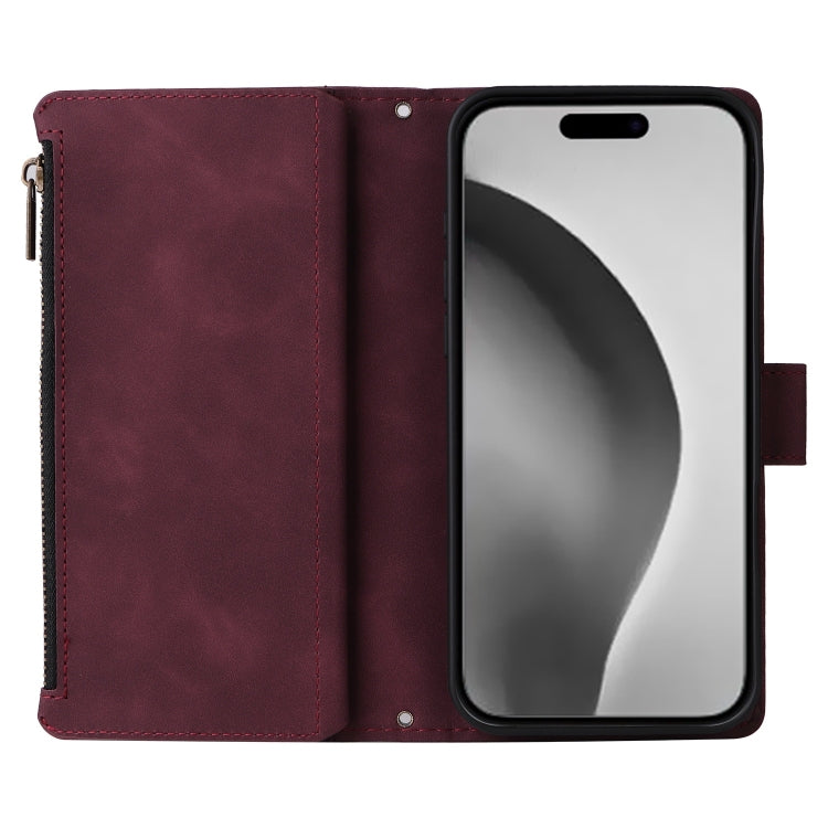 Crossbody Multi-card Slot Wallet Zipper Leather Phone Case, For iPhone 16 Pro Max, For iPhone 16 Pro, For iPhone 16 Plus