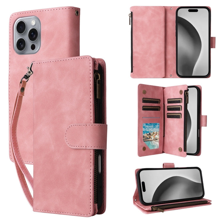 Crossbody Multi-card Slot Wallet Zipper Leather Phone Case, For iPhone 16 Pro Max, For iPhone 16 Pro, For iPhone 16 Plus
