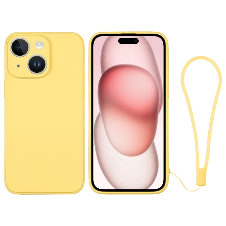 Silicone Phone Case with Wrist Strap, For iPhone 15 Plus