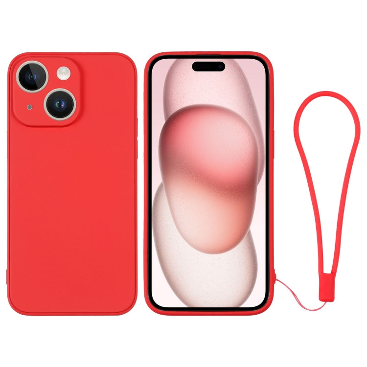 Silicone Phone Case with Wrist Strap, For iPhone 15 Plus