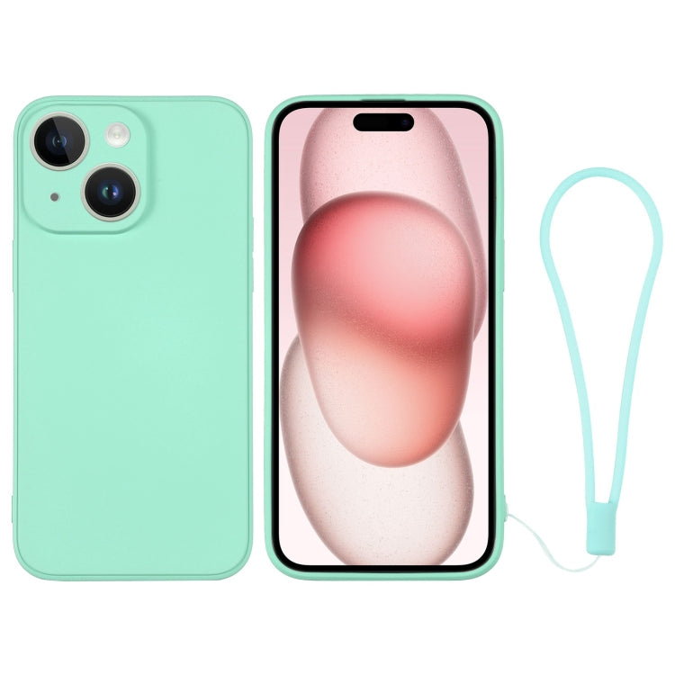 Silicone Phone Case with Wrist Strap, For iPhone 15 Plus