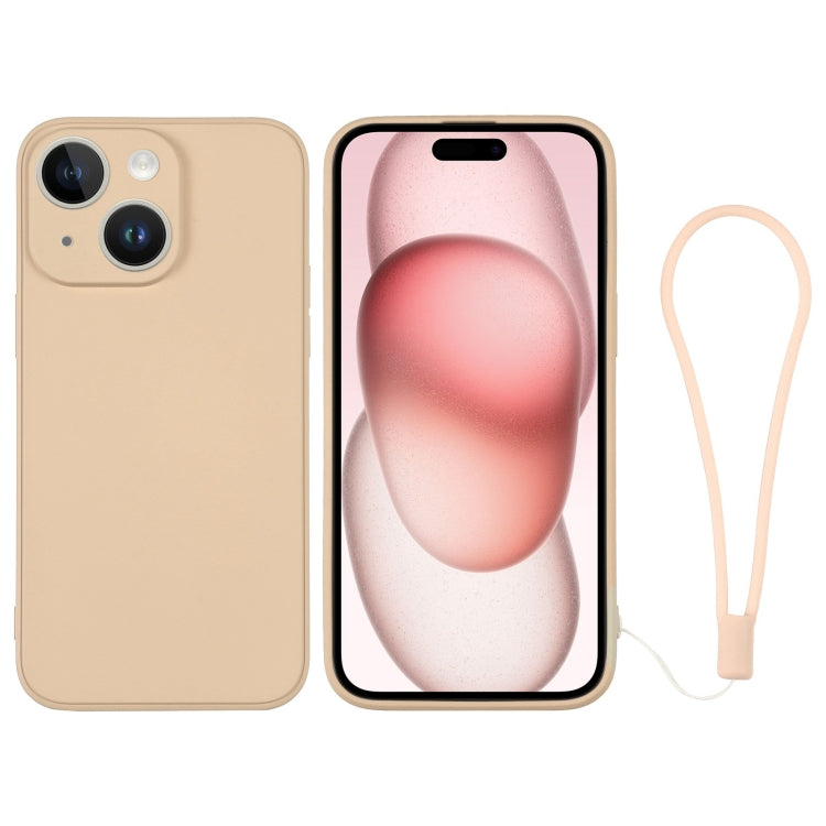 Silicone Phone Case with Wrist Strap, For iPhone 15 Plus