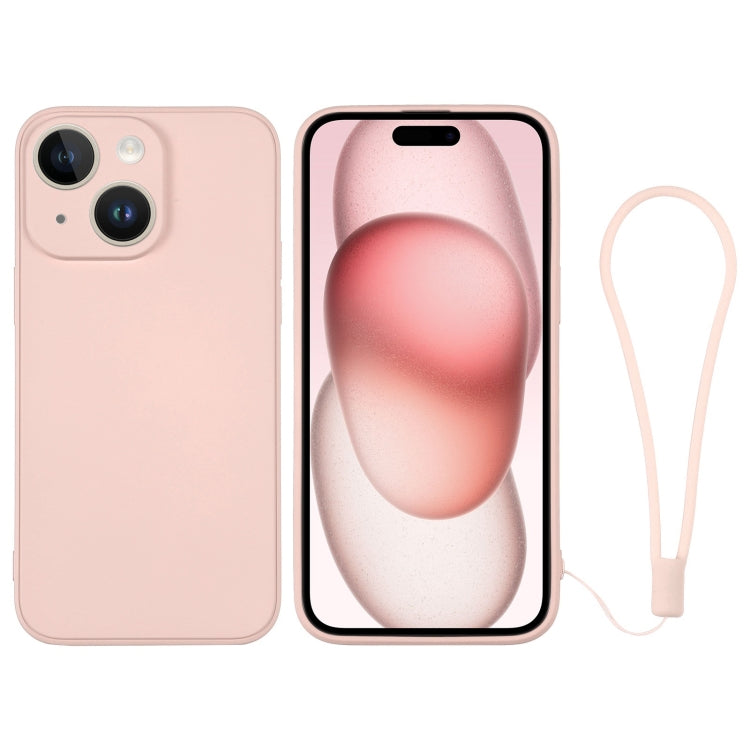 Silicone Phone Case with Wrist Strap, For iPhone 15 Plus