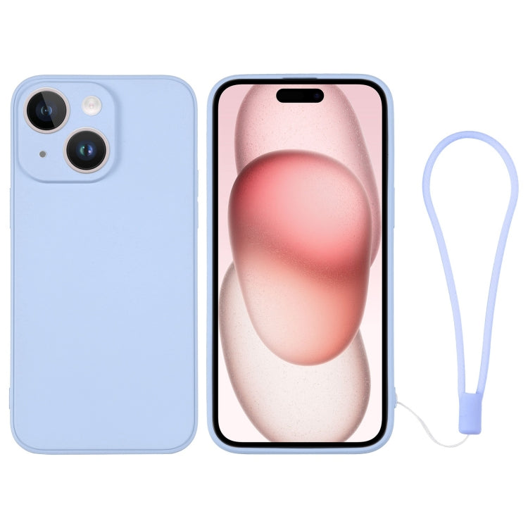 Silicone Phone Case with Wrist Strap, For iPhone 15 Plus