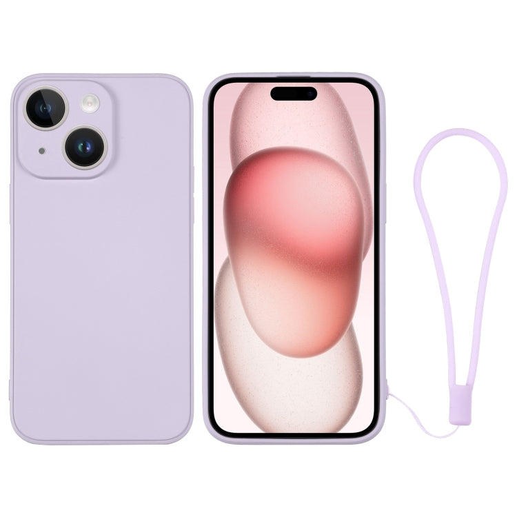 Silicone Phone Case with Wrist Strap, For iPhone 15 Plus