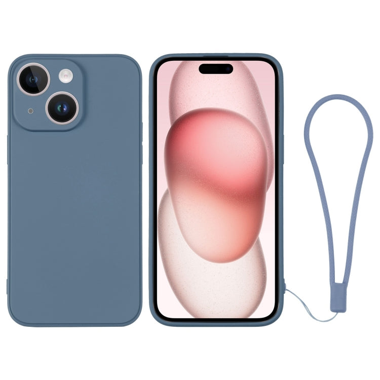 Silicone Phone Case with Wrist Strap, For iPhone 15 Plus