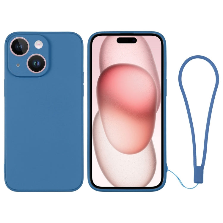 Silicone Phone Case with Wrist Strap, For iPhone 15 Plus