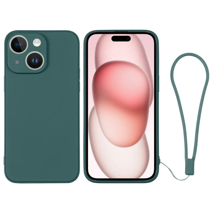 Silicone Phone Case with Wrist Strap, For iPhone 15 Plus
