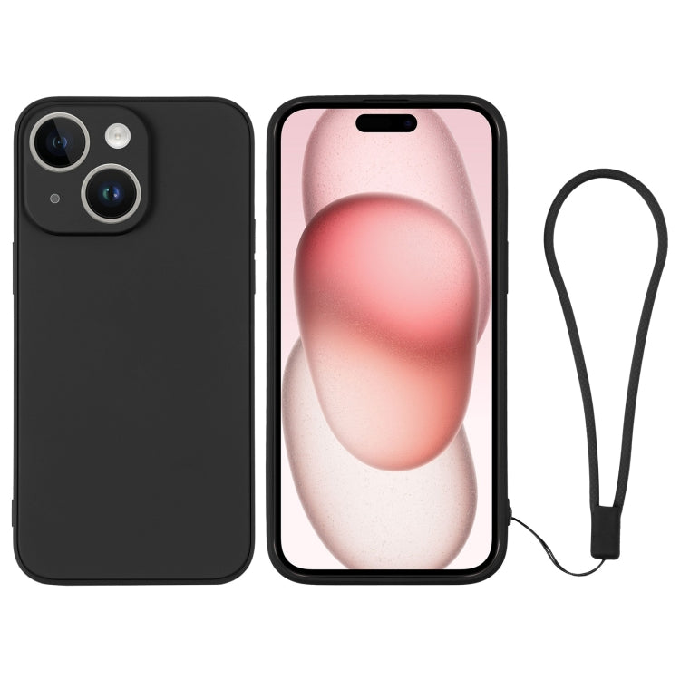 Silicone Phone Case with Wrist Strap, For iPhone 15 Plus