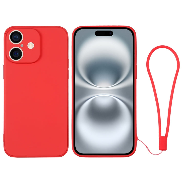 Silicone Phone Case with Wrist Strap, For iPhone 16 Plus