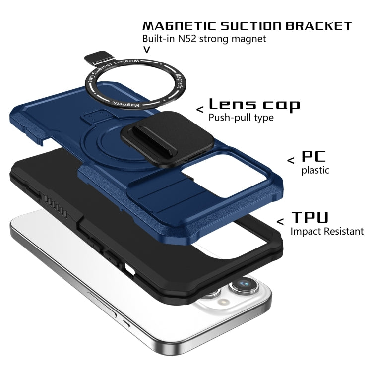 Sliding Camshield MagSafe Holder TPU Hybrid PC Phone Case, For iPhone 15 Pro Max, For iPhone 15 Pro