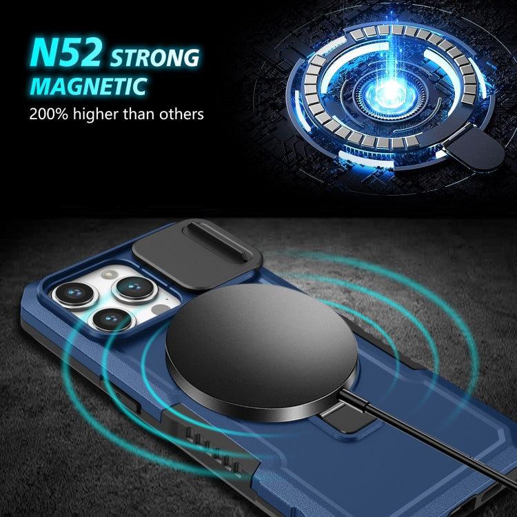Sliding Camshield MagSafe Holder TPU Hybrid PC Phone Case, For iPhone 15 Pro Max, For iPhone 15 Pro