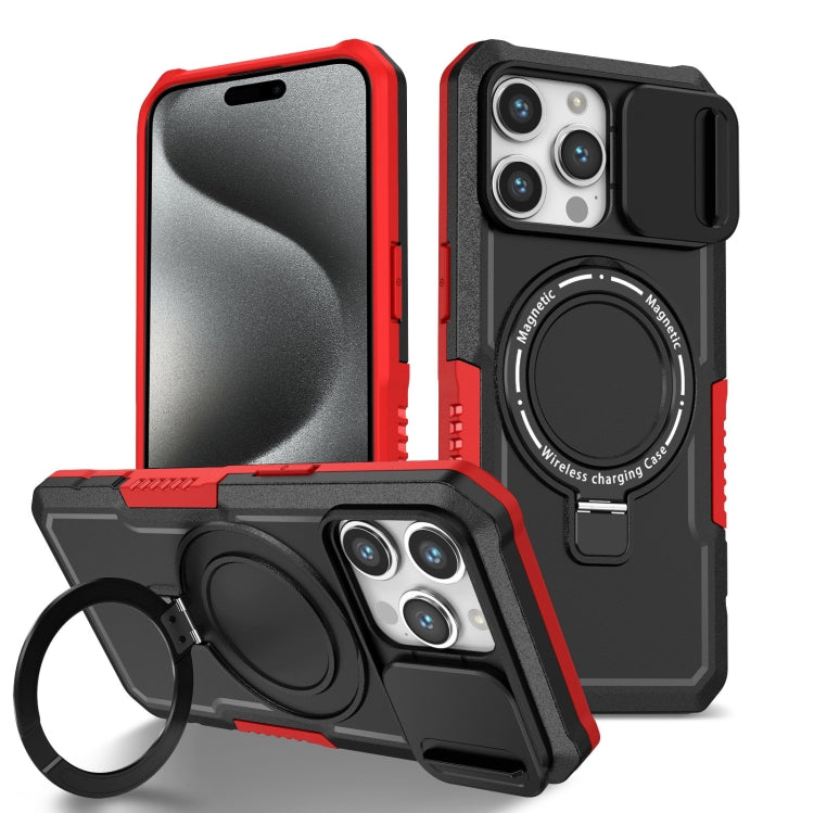 Sliding Camshield MagSafe Holder TPU Hybrid PC Phone Case, For iPhone 15 Pro Max, For iPhone 15 Pro