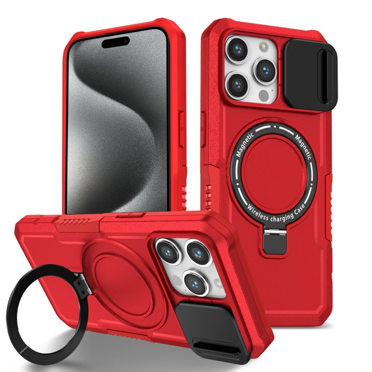 Sliding Camshield MagSafe Holder TPU Hybrid PC Phone Case, For iPhone 15 Pro Max, For iPhone 15 Pro