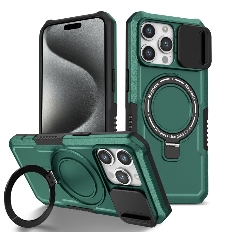 Sliding Camshield MagSafe Holder TPU Hybrid PC Phone Case, For iPhone 15 Pro Max, For iPhone 15 Pro