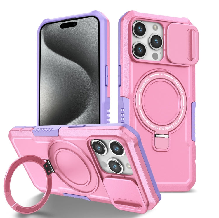 Sliding Camshield MagSafe Holder TPU Hybrid PC Phone Case, For iPhone 15 Pro Max, For iPhone 15 Pro