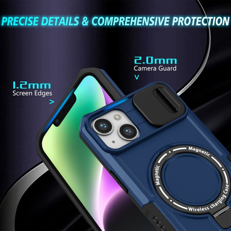 Sliding Camshield MagSafe Holder TPU Hybrid PC Phone Case, For iPhone 15 Plus, For iPhone 15