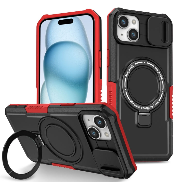 Sliding Camshield MagSafe Holder TPU Hybrid PC Phone Case, For iPhone 15 Plus, For iPhone 15