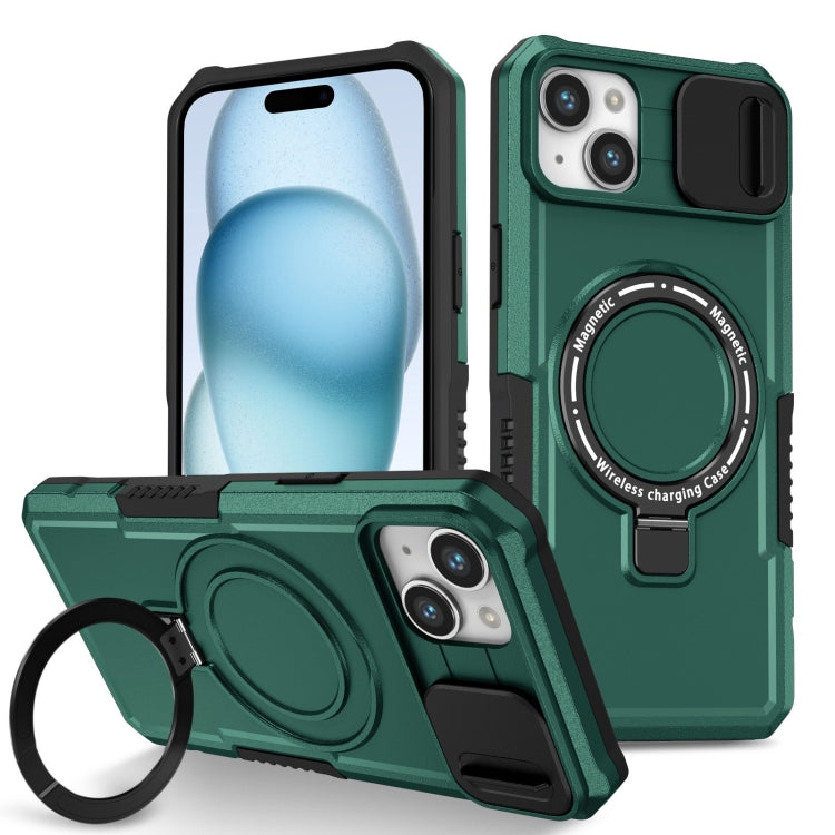 Sliding Camshield MagSafe Holder TPU Hybrid PC Phone Case, For iPhone 15 Plus, For iPhone 15