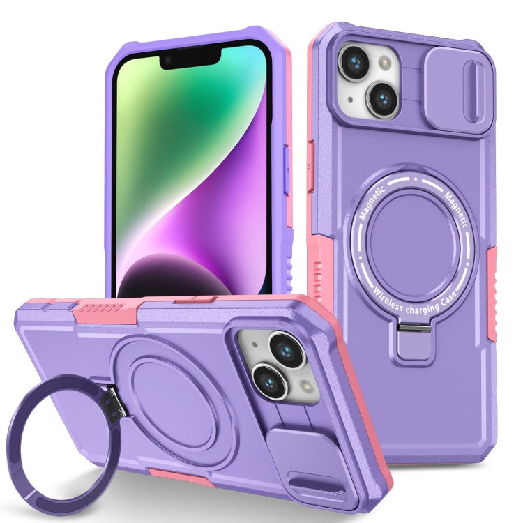 Sliding Camshield MagSafe Holder TPU Hybrid PC Phone Case, For iPhone 14 Plus, For iPhone 14