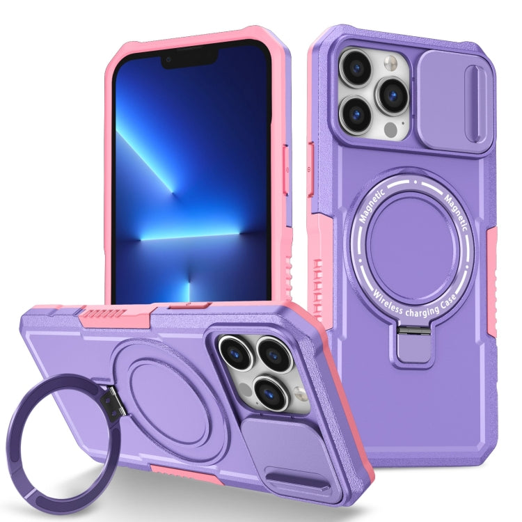 Sliding Camshield MagSafe Holder TPU Hybrid PC Phone Case, For iPhone 13 Pro Max, For iPhone 13 Pro