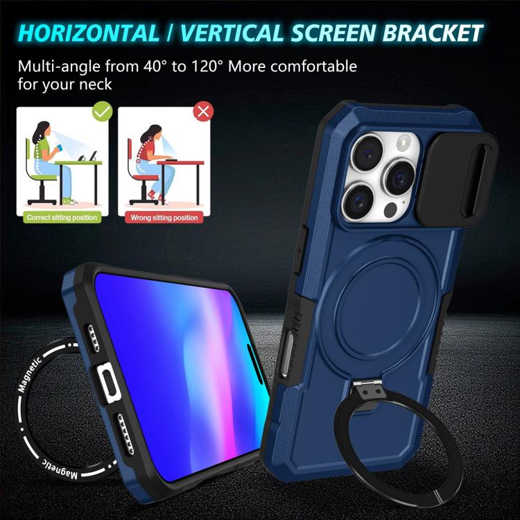 Sliding Camshield MagSafe Holder TPU Hybrid PC Phone Case, For iPhone 16 Pro Max, For iPhone 16 Pro