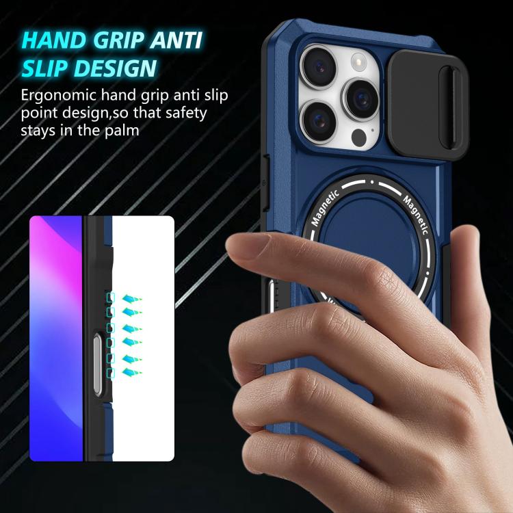 Sliding Camshield MagSafe Holder TPU Hybrid PC Phone Case, For iPhone 16 Pro Max, For iPhone 16 Pro