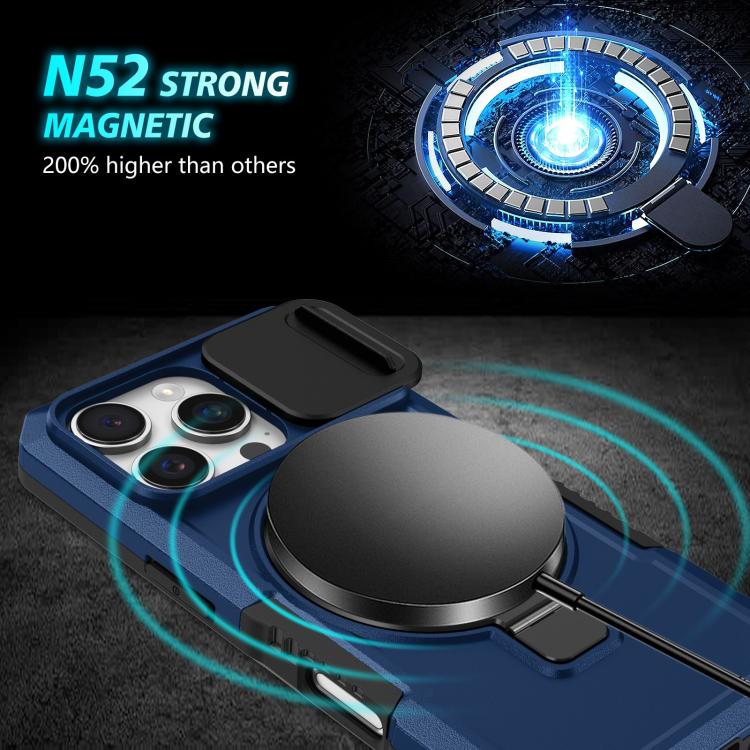 Sliding Camshield MagSafe Holder TPU Hybrid PC Phone Case, For iPhone 16 Pro Max, For iPhone 16 Pro