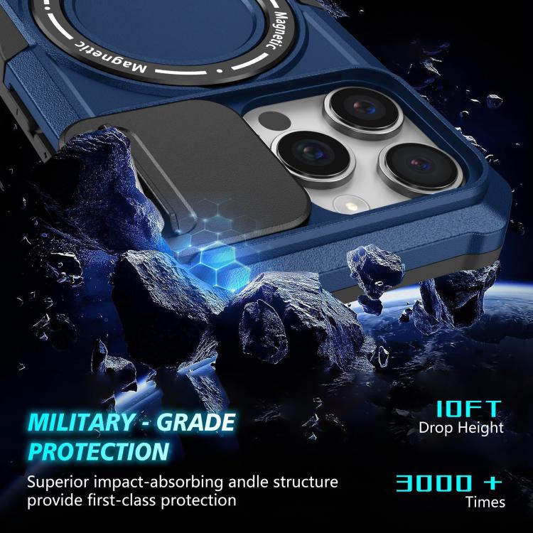 Sliding Camshield MagSafe Holder TPU Hybrid PC Phone Case, For iPhone 16 Pro Max, For iPhone 16 Pro