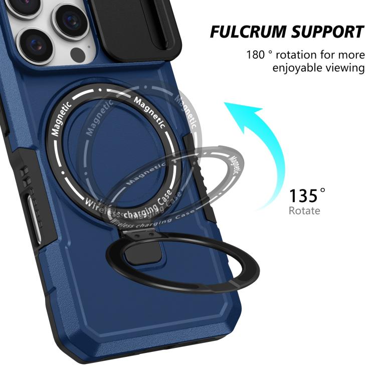 Sliding Camshield MagSafe Holder TPU Hybrid PC Phone Case, For iPhone 16 Pro Max, For iPhone 16 Pro