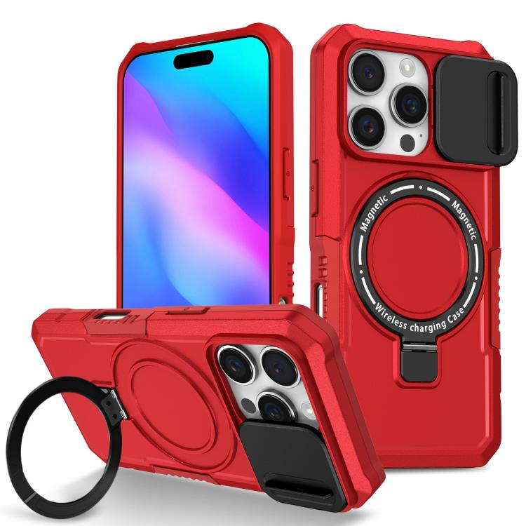Sliding Camshield MagSafe Holder TPU Hybrid PC Phone Case, For iPhone 16 Pro Max, For iPhone 16 Pro