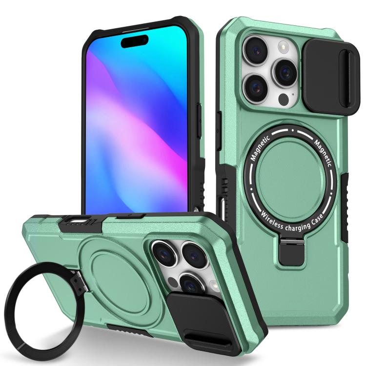 Sliding Camshield MagSafe Holder TPU Hybrid PC Phone Case, For iPhone 16 Pro Max, For iPhone 16 Pro