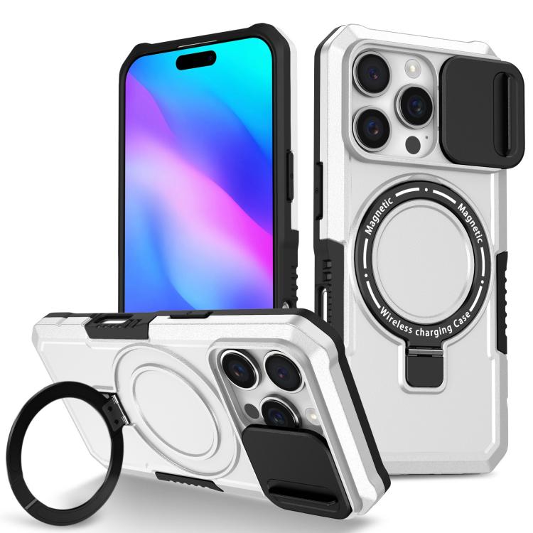 Sliding Camshield MagSafe Holder TPU Hybrid PC Phone Case, For iPhone 16 Pro Max, For iPhone 16 Pro