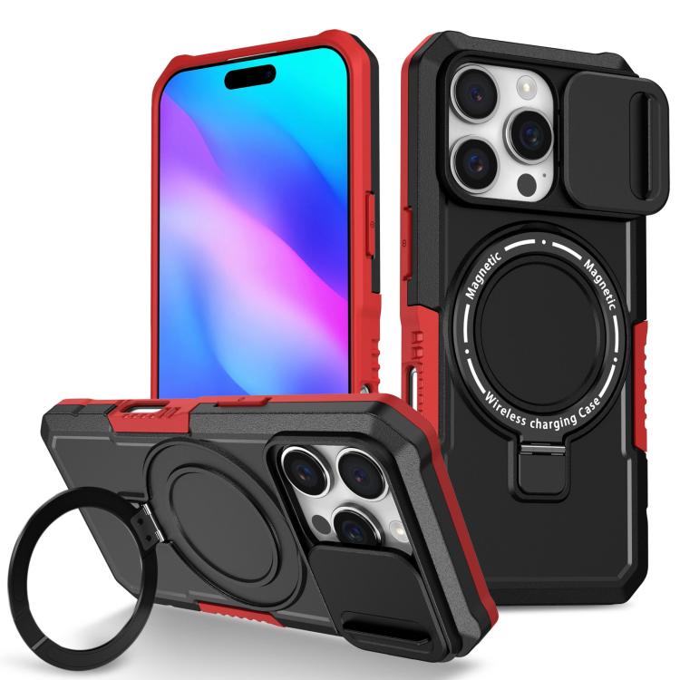 Sliding Camshield MagSafe Holder TPU Hybrid PC Phone Case, For iPhone 16 Pro Max, For iPhone 16 Pro